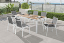 Nizuc - Outdoor Patio Dining Arm Chair With White Frame And Natural Arms (Set of 2)