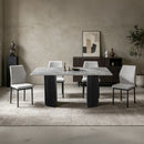 Leander - Dining Table With Ceramic Top - Gray & Black