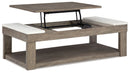 Loyaska - Lift Top Cocktail Table - Grayish Brown / White