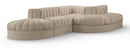 Rummi - Rounded Velvet Performance Fabric Upholstered 5 Piece Modular Sectional