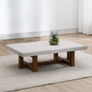 Keven - Coffee Table - Faux Concrete Top & Walnut