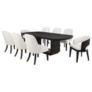 Leandro - 9 Piece Rectangular Dining Table Set - Cream / Burnished Black
