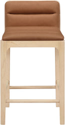 Ellis - Vegan Leather Upholstered Counter Stool (Set of 2) - Natural Base