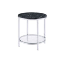 Virlana - End Table - Faux Black Marble Top & Chrome