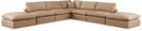 Comfy - 7 Piece Faux Leather Modular Corner Sectional - Tan
