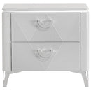 Cassia - 2-Drawer Nightstand Bedside Table - White High Gloss