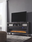 Todoe - 2 Pc. - 65" TV Stand with Wide Fireplace Insert - Gray
