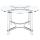 Keeling - 5 Piece Round Glass Top Acrylic Dining Set - Chrome