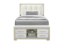 Emma - Full Bed With LED And USB - Light Brown / White