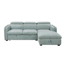 Zavala - Sectional Sofa With Sleeper & Storage - Light Green Chenille
