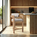 Sacha - Linen Stool With Natural Base