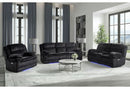U8686 - Power Reclining Sofa With LED & Power Console Reclining Loveseat With LED - Black