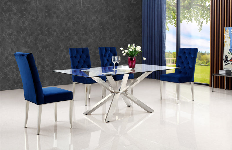 Juno - Glass Dining Table - Pearl Silver