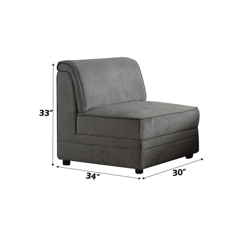 Bois - Modular Armless Chair - Gray Velvet