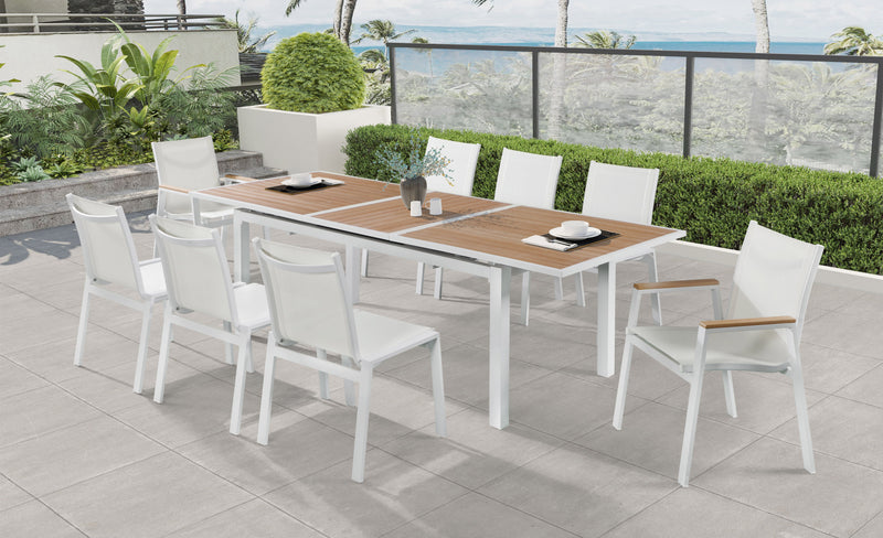 Nizuc - Outdoor Patio Dining Arm Chair With White Frame And Natural Arms (Set of 2)