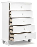 Fortman - Five Drawer Chest - White