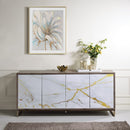 Paavan - Console Cabinet - White Marble Print Oak & Champagne