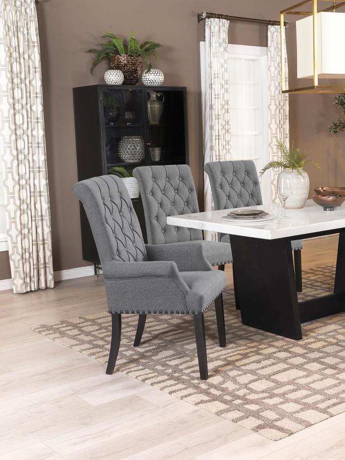 Alana - Fabric Upholstered Dining Arm Chair - Gray