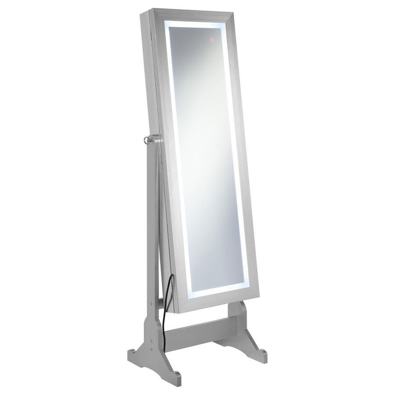 Moore - Cheval Mirror With Jewelry Storage - Silver