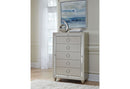 Riley - 6 Piece King Bedroom Set (Bed, Dresser, Mirror, 2 Nightstands, Chest) - Silver