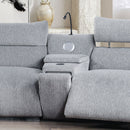 Fullar - Modular Console With Speaker & Cup Holder - Light Gary Chenille