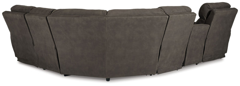 Hoopster - Zero Wall Power Recliner with Console 6 Pc Sectional - Gunmetal