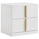 Ines - 2-Drawer Nightstand Bedside Table - White High Gloss