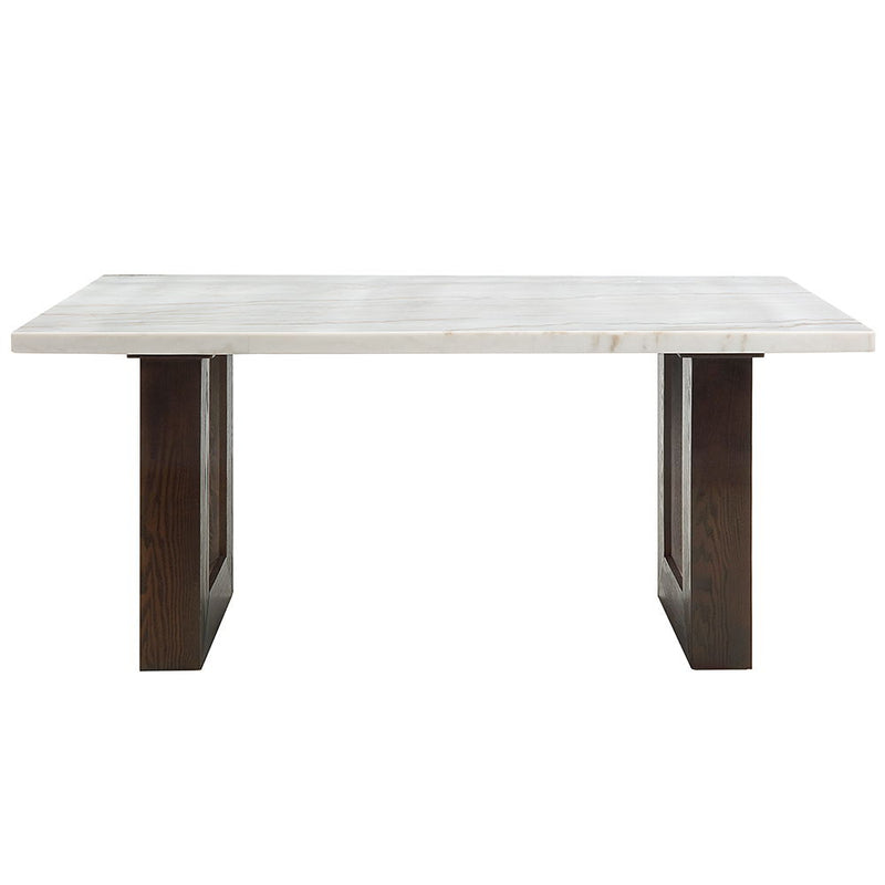 Edwyn - Dining Table With Marble Top - White Natural Marble Top & Brown