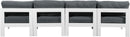 Nizuc - Outdoor Patio 4 Seat Armless Modular Sofa With White Frame