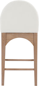 Waldorf - Chenille Stool With Natural Legs