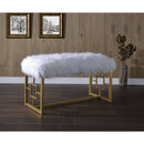 Bagley II - 21" Bench - White Faux Fur & Gold