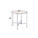 Brecon - End Table - White Oak & Chrome