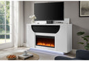 Aveena - 76" Entertainment Unit With TV, LED, Speakers, Crystal Inserts And Pop Up Center Doors - White
