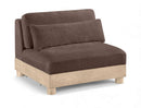Turin - Chenille Fabric Upholstered Modular Armless Chair - Natural Base