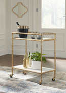 Plattfield - Bar Cart - Antique Gold Finish