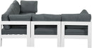 Nizuc - Outdoor Patio 5 Piece Modular Sectional With White Frame