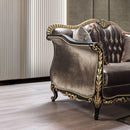 Betria - Loveseat With 4 Pillows - Light Green Velvet, Gold & Black High Gloss