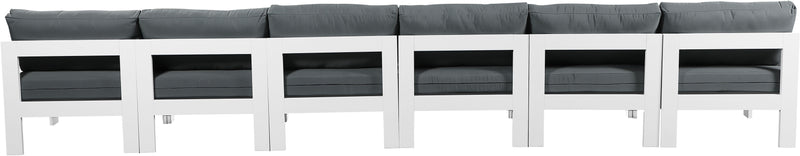 Nizuc - Outdoor Patio 6 Seat Armless Modular Sofa With White Frame