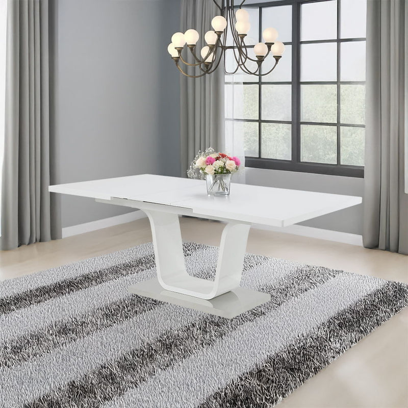 Kamaile - Dining Table With Leaf - White High Gloss