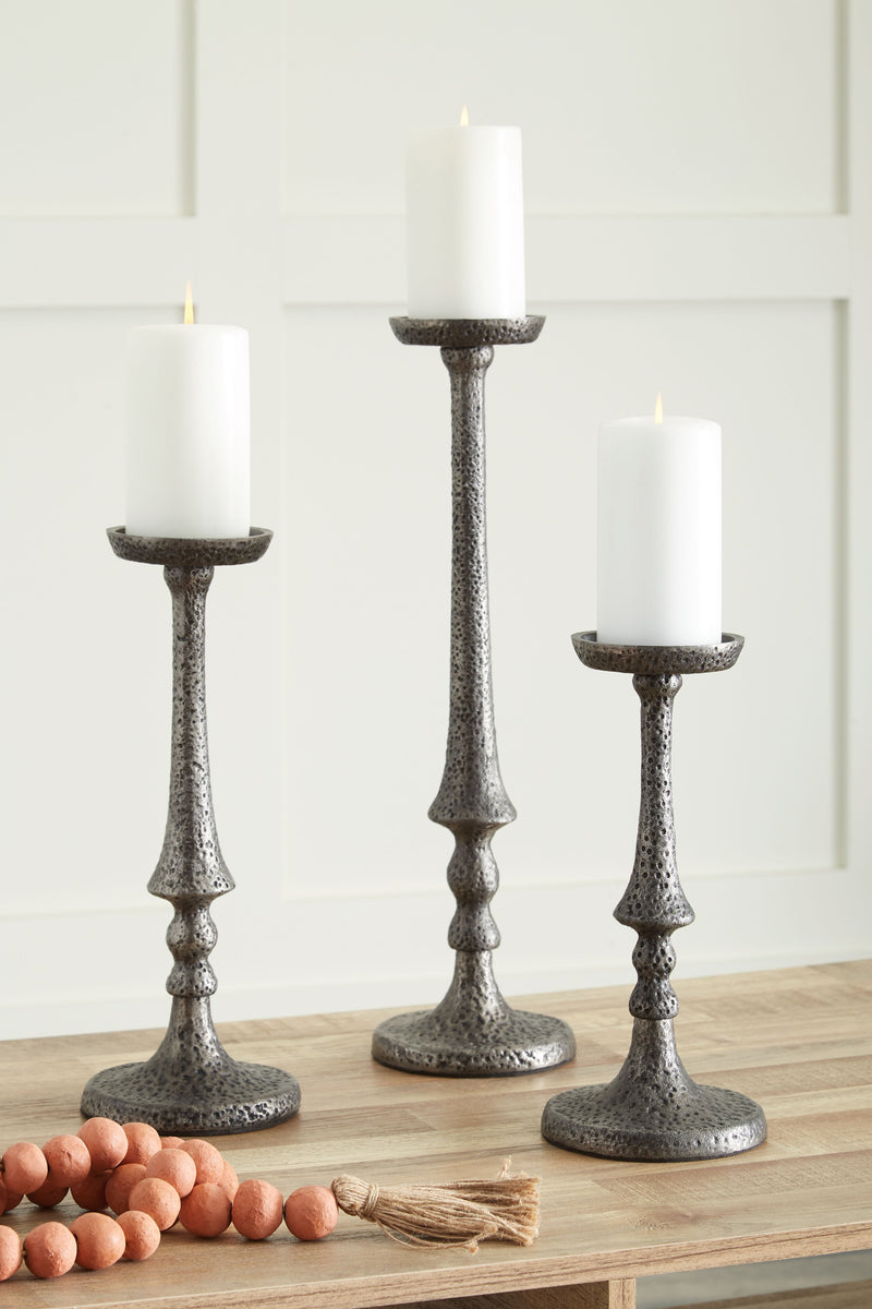 Eravell - Candle Holder Set (Set of 3) - Pewter Finish