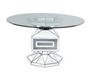 Noralie - 30" Dining Table - Clear Glass, Mirrored & Faux Diamonds