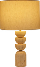 Opus - Travertine, Linen Textured Fabric And Brass Table Lamp - Travertine