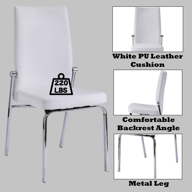 Osias - Side Chair (Set of 2) - White Synthetic Leather & Chrome