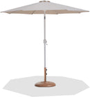 Fiji - Aluminum Patio Umbrella With Round Teak And White Base