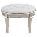 Evangeline - Upholstered Oval Vanity Stool Silver And Ivory - Silver Oak