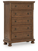 Zackaryn - Five Drawer Chest - Warm Brown
