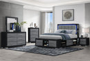 Madison / Emma - 4 Piece Queen Bedroom Set (Queen Bed, Dresser, Mirror And Chest) - Black / Dark Gray