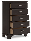 Covetown - Five Drawer Chest - Dark Brown
