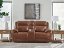Healy Pier - Power Reclining Loveseat With Console / Adj Headrest - Chocolate