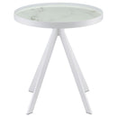 Briggs - Round Marble Printed Glass Top End Side Table
